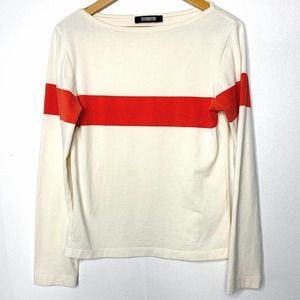 Reformation Long Sleeves Red Stripe Cream Shirt